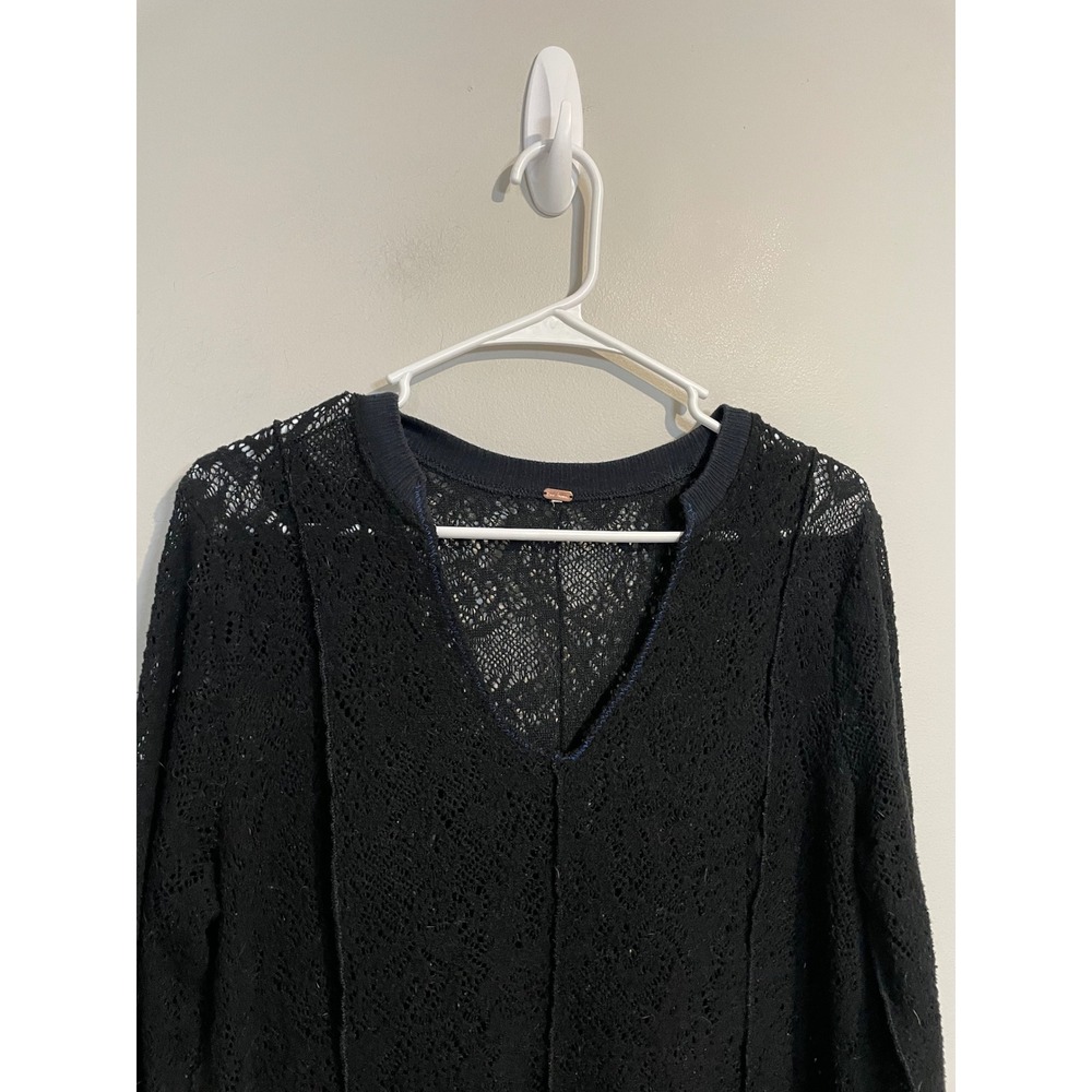 Free‎ People Lace Knit Flowy Tunic Sweater Size Medium Bohemian Layering - Picture 2 of 10